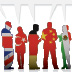 Flags of the world, inside silhouettes of people.